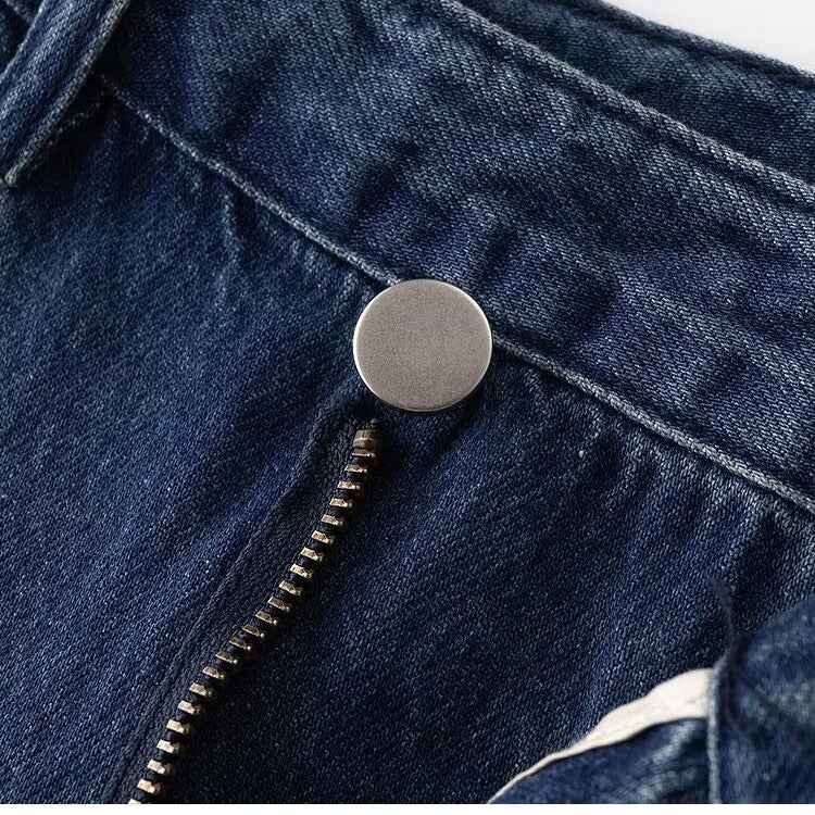 Retro style street high waisted denim skirt