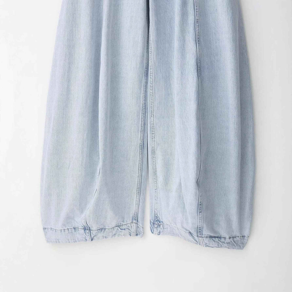 Versatile denim high waisted balloon fit loose pants for women