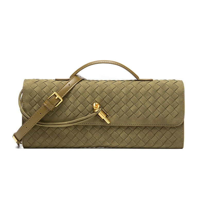 Woven Bag, Single-Shoulder Baguette Style, Niche High-End Horizontal Handbag, Evening Bag, Crossbody Versatile Bag, Fashionable and Exquisite eprolo