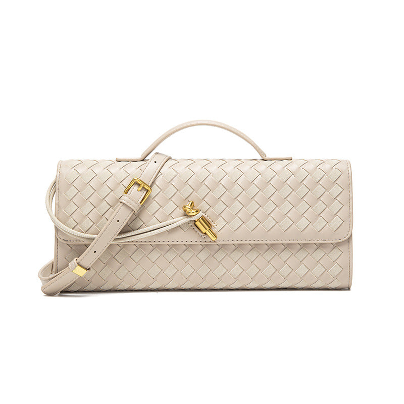 Woven Bag, Single-Shoulder Baguette Style, Niche High-End Horizontal Handbag, Evening Bag, Crossbody Versatile Bag, Fashionable and Exquisite eprolo