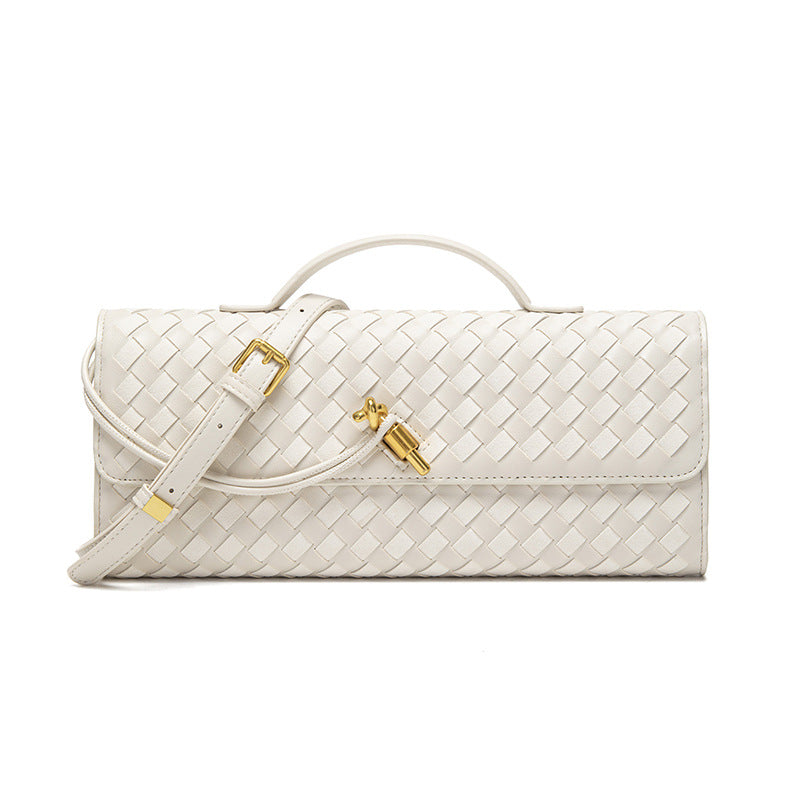 Woven Bag, Single-Shoulder Baguette Style, Niche High-End Horizontal Handbag, Evening Bag, Crossbody Versatile Bag, Fashionable and Exquisite eprolo