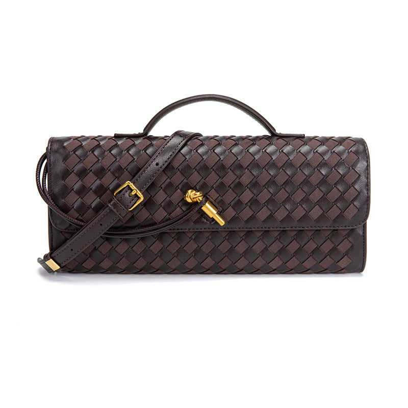 Woven Bag, Single-Shoulder Baguette Style, Niche High-End Horizontal Handbag, Evening Bag, Crossbody Versatile Bag, Fashionable and Exquisite eprolo