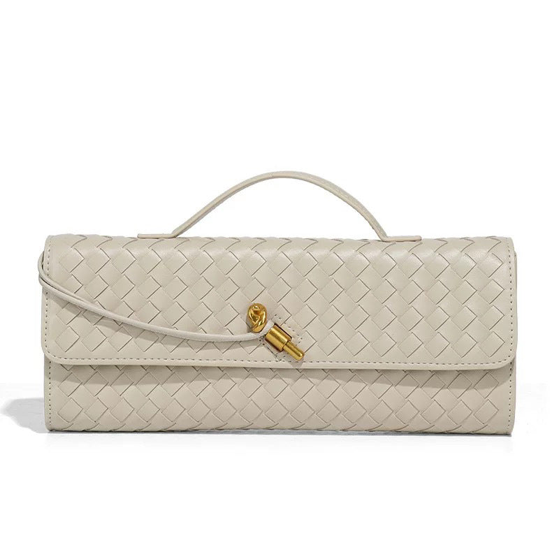 Woven Bag, Single-Shoulder Baguette Style, Niche High-End Horizontal Handbag, Evening Bag, Crossbody Versatile Bag, Fashionable and Exquisite eprolo