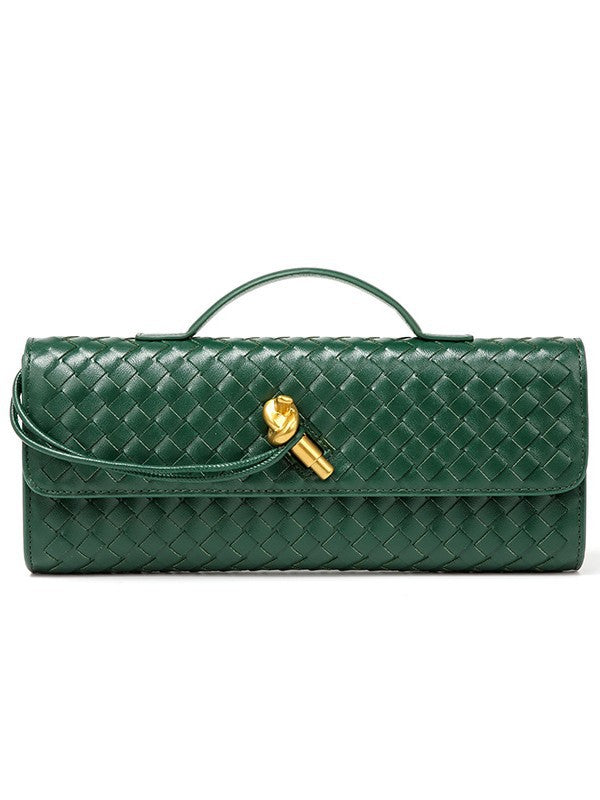 Woven Bag, Single-Shoulder Baguette Style, Niche High-End Horizontal Handbag, Evening Bag, Crossbody Versatile Bag, Fashionable and Exquisite eprolo