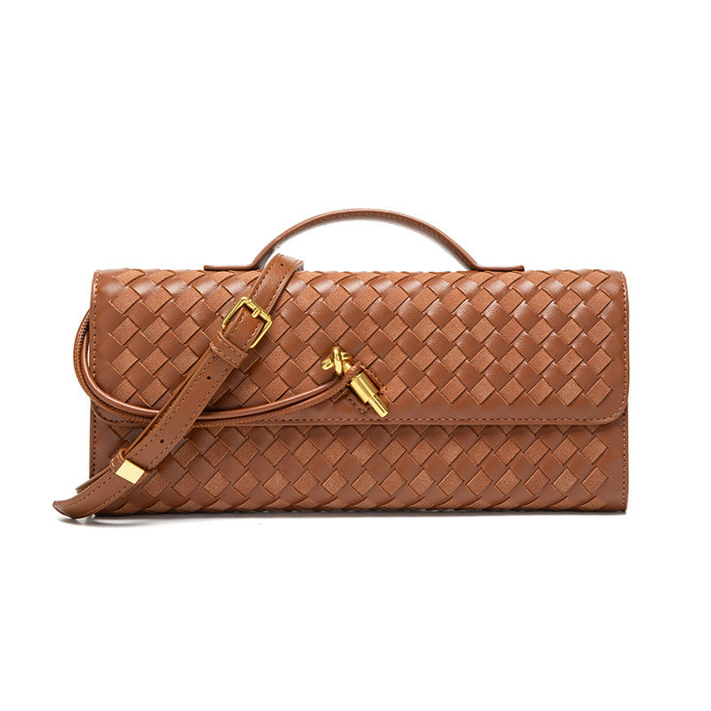 Woven Bag, Single-Shoulder Baguette Style, Niche High-End Horizontal Handbag, Evening Bag, Crossbody Versatile Bag, Fashionable and Exquisite eprolo