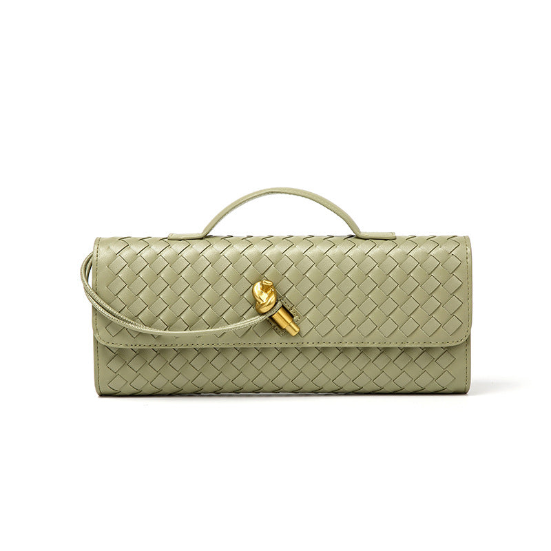 Woven Bag, Single-Shoulder Baguette Style, Niche High-End Horizontal Handbag, Evening Bag, Crossbody Versatile Bag, Fashionable and Exquisite eprolo