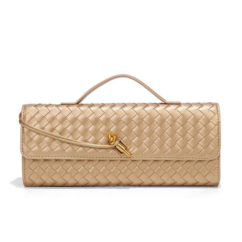 Woven Bag, Single-Shoulder Baguette Style, Niche High-End Horizontal Handbag, Evening Bag, Crossbody Versatile Bag, Fashionable and Exquisite eprolo