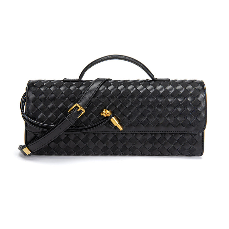 Woven Bag, Single-Shoulder Baguette Style, Niche High-End Horizontal Handbag, Evening Bag, Crossbody Versatile Bag, Fashionable and Exquisite eprolo