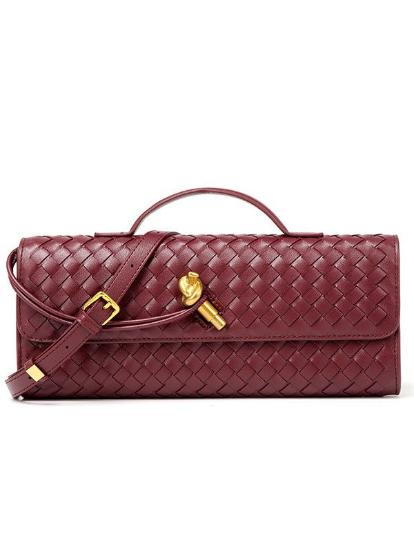 Woven Bag, Single-Shoulder Baguette Style, Niche High-End Horizontal Handbag, Evening Bag, Crossbody Versatile Bag, Fashionable and Exquisite eprolo