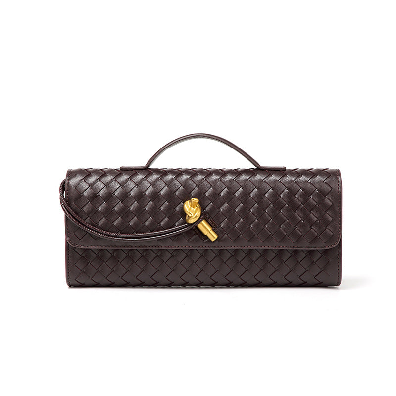 Woven Bag, Single-Shoulder Baguette Style, Niche High-End Horizontal Handbag, Evening Bag, Crossbody Versatile Bag, Fashionable and Exquisite eprolo