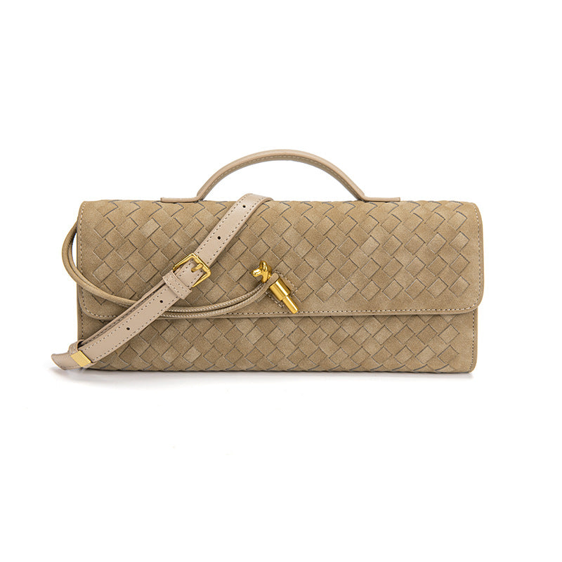 Woven Bag, Single-Shoulder Baguette Style, Niche High-End Horizontal Handbag, Evening Bag, Crossbody Versatile Bag, Fashionable and Exquisite eprolo