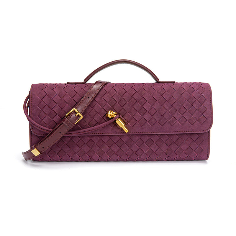 Woven Bag, Single-Shoulder Baguette Style, Niche High-End Horizontal Handbag, Evening Bag, Crossbody Versatile Bag, Fashionable and Exquisite eprolo