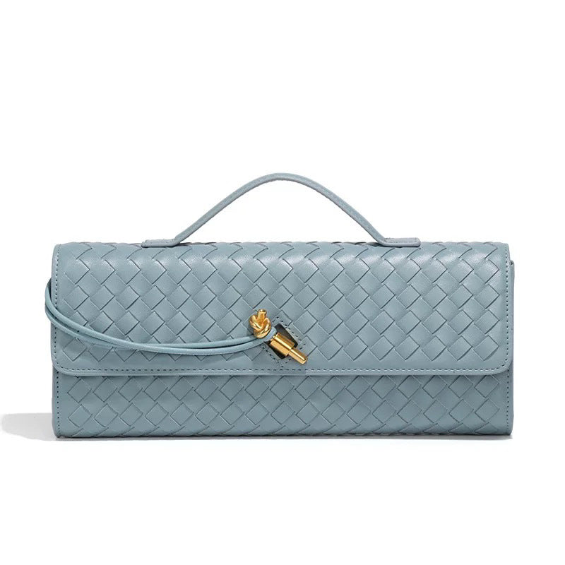 Woven Bag, Single-Shoulder Baguette Style, Niche High-End Horizontal Handbag, Evening Bag, Crossbody Versatile Bag, Fashionable and Exquisite eprolo