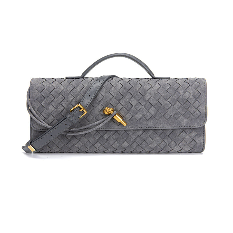 Woven Bag, Single-Shoulder Baguette Style, Niche High-End Horizontal Handbag, Evening Bag, Crossbody Versatile Bag, Fashionable and Exquisite eprolo