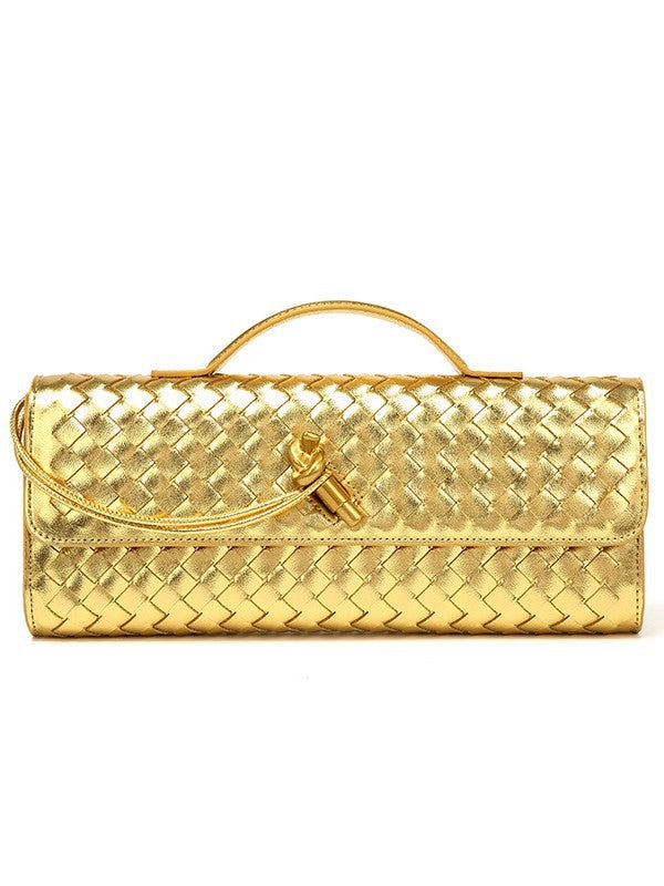 Woven Bag, Single-Shoulder Baguette Style, Niche High-End Horizontal Handbag, Evening Bag, Crossbody Versatile Bag, Fashionable and Exquisite eprolo