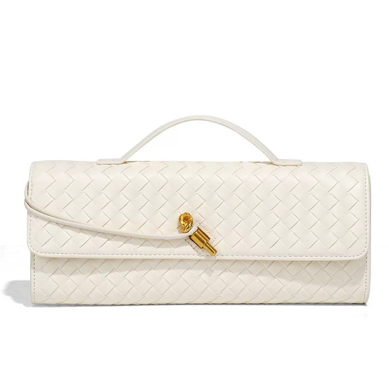 Woven Bag, Single-Shoulder Baguette Style, Niche High-End Horizontal Handbag, Evening Bag, Crossbody Versatile Bag, Fashionable and Exquisite eprolo