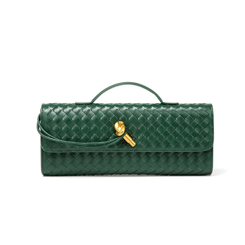 Woven Bag, Single-Shoulder Baguette Style, Niche High-End Horizontal Handbag, Evening Bag, Crossbody Versatile Bag, Fashionable and Exquisite eprolo