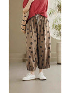 2025 Summer New Style Artistic Polka Dot Casual Pants Retro Loose Simple High Quality Full Hem Cropped Straight Pants