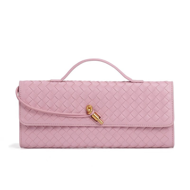 Woven Bag, Single-Shoulder Baguette Style, Niche High-End Horizontal Handbag, Evening Bag, Crossbody Versatile Bag, Fashionable and Exquisite eprolo