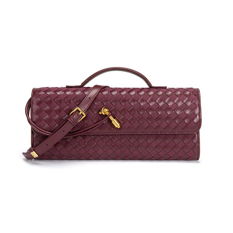 Woven Bag, Single-Shoulder Baguette Style, Niche High-End Horizontal Handbag, Evening Bag, Crossbody Versatile Bag, Fashionable and Exquisite eprolo