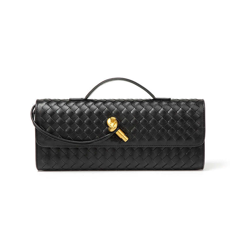 Woven Bag, Single-Shoulder Baguette Style, Niche High-End Horizontal Handbag, Evening Bag, Crossbody Versatile Bag, Fashionable and Exquisite eprolo