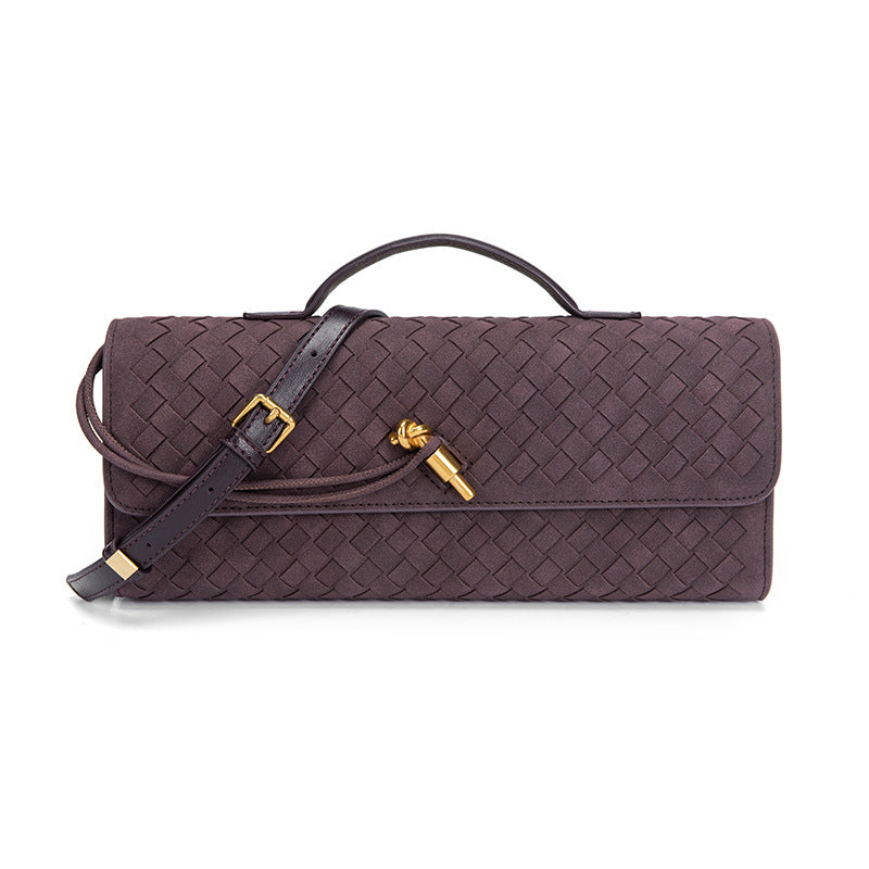 Woven Bag, Single-Shoulder Baguette Style, Niche High-End Horizontal Handbag, Evening Bag, Crossbody Versatile Bag, Fashionable and Exquisite eprolo