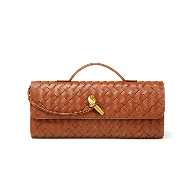 Woven Bag, Single-Shoulder Baguette Style, Niche High-End Horizontal Handbag, Evening Bag, Crossbody Versatile Bag, Fashionable and Exquisite eprolo