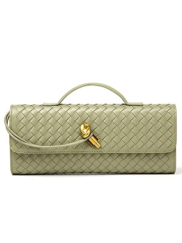 Woven Bag, Single-Shoulder Baguette Style, Niche High-End Horizontal Handbag, Evening Bag, Crossbody Versatile Bag, Fashionable and Exquisite eprolo