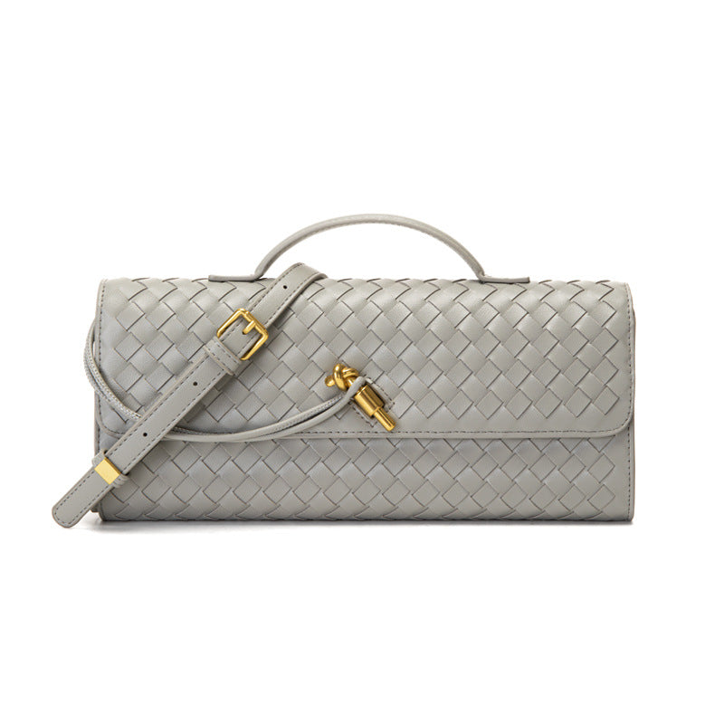 Woven Bag, Single-Shoulder Baguette Style, Niche High-End Horizontal Handbag, Evening Bag, Crossbody Versatile Bag, Fashionable and Exquisite eprolo