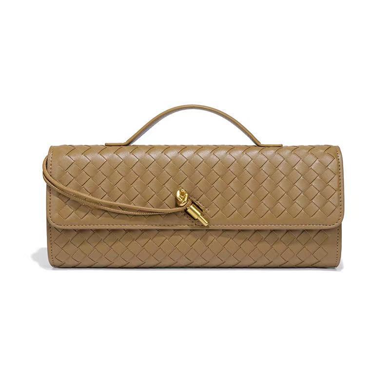 Woven Bag, Single-Shoulder Baguette Style, Niche High-End Horizontal Handbag, Evening Bag, Crossbody Versatile Bag, Fashionable and Exquisite eprolo