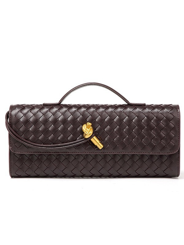 Woven Bag, Single-Shoulder Baguette Style, Niche High-End Horizontal Handbag, Evening Bag, Crossbody Versatile Bag, Fashionable and Exquisite eprolo