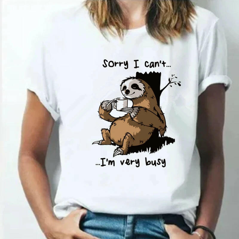 Cartoon Sloth T Shirt Plus Size Casual.