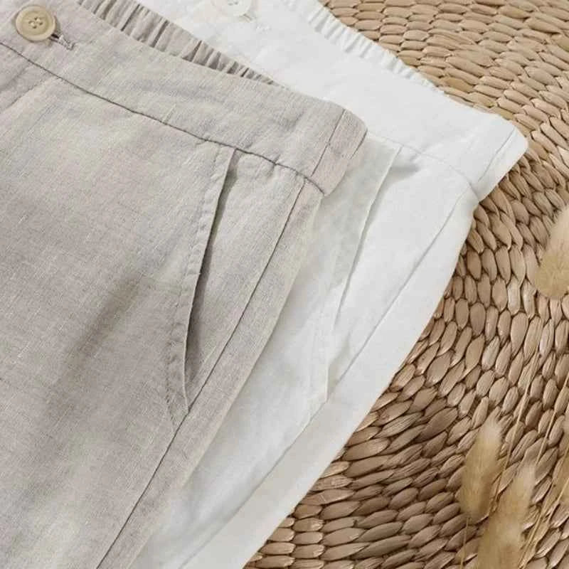 Linen Loose Wide Leg Women's Pants 2024 New Thin Cotton Linen High Waist Drooping Cropped Slimming Casual Straight Trousers