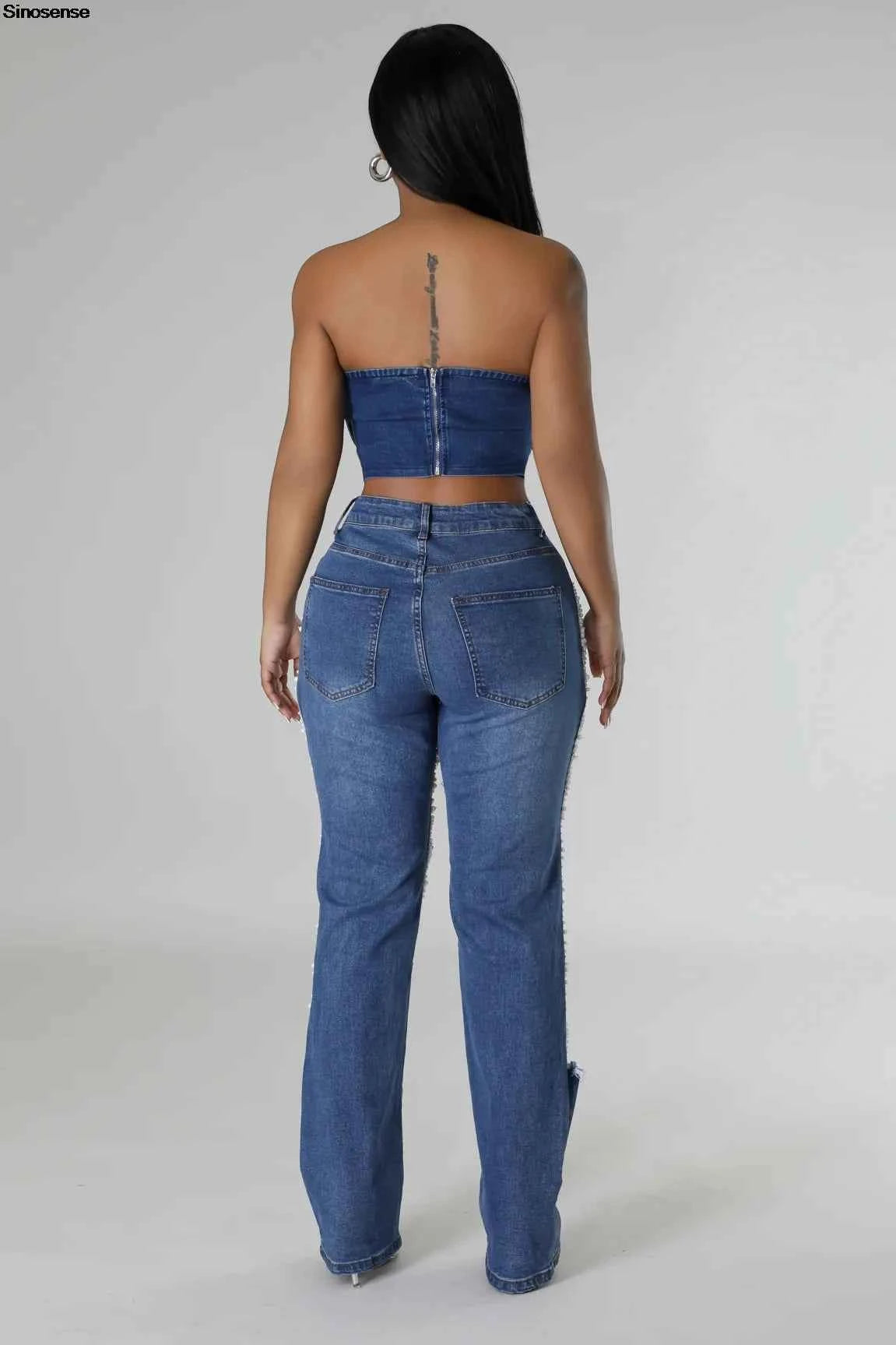 Y2K Rhinestone Ripped Skinny Jeans – Distressed Party & Night Out Denim