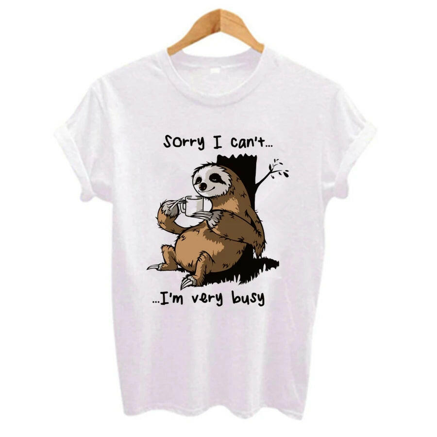 Cartoon Sloth T Shirt Plus Size Casual.