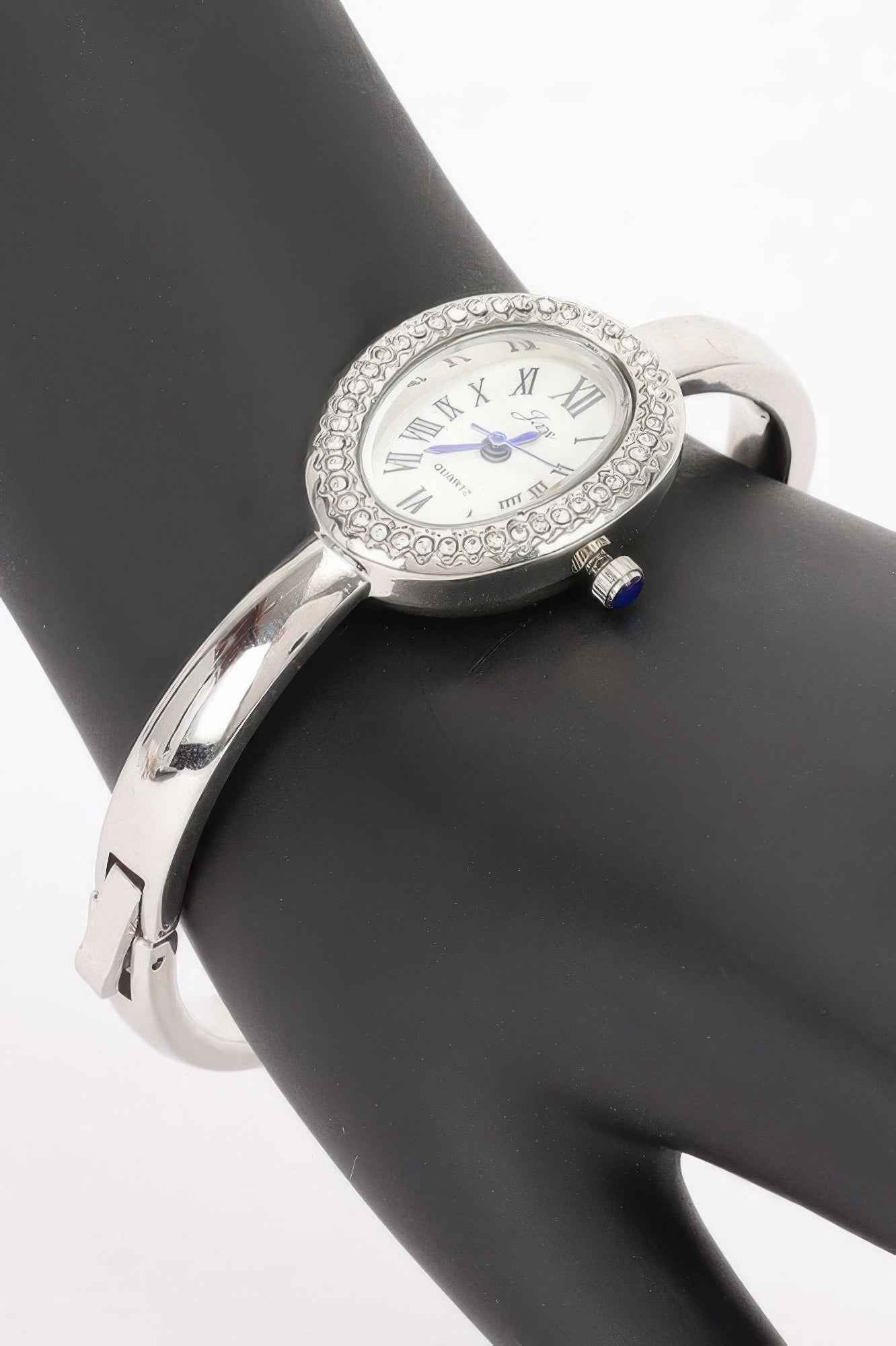 Oval Crystal-encrusted Cuff Watch