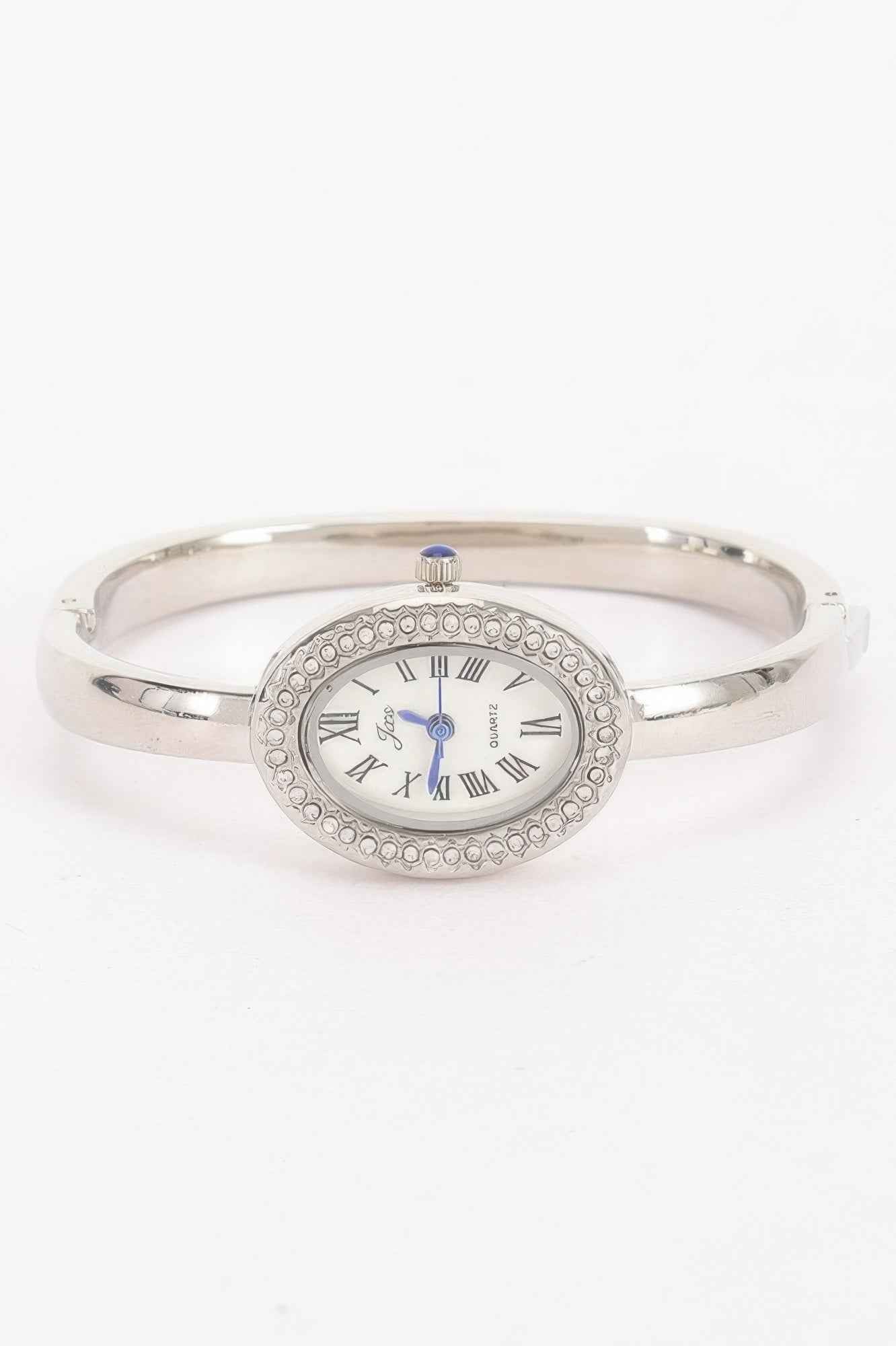 Oval Crystal-encrusted Cuff Watch