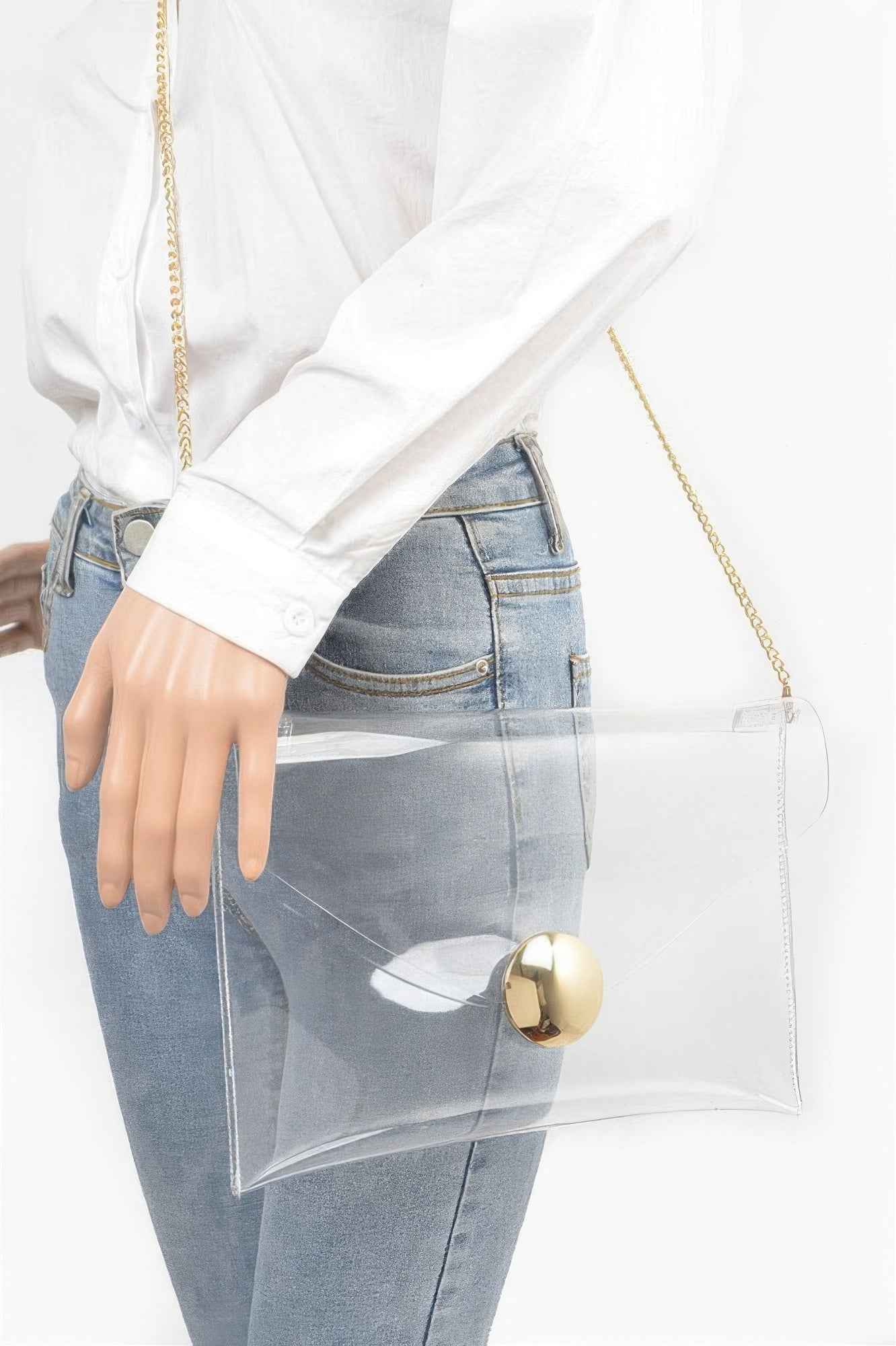 Transparent Metal Buckle Clutch