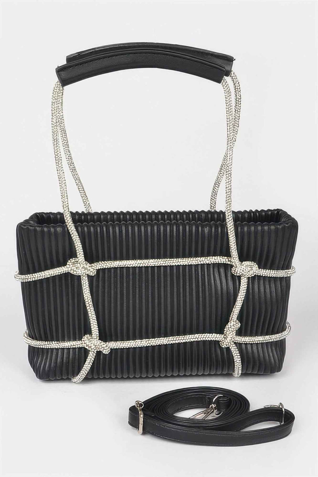 Rhinestone Strap Zip Clutch Bag