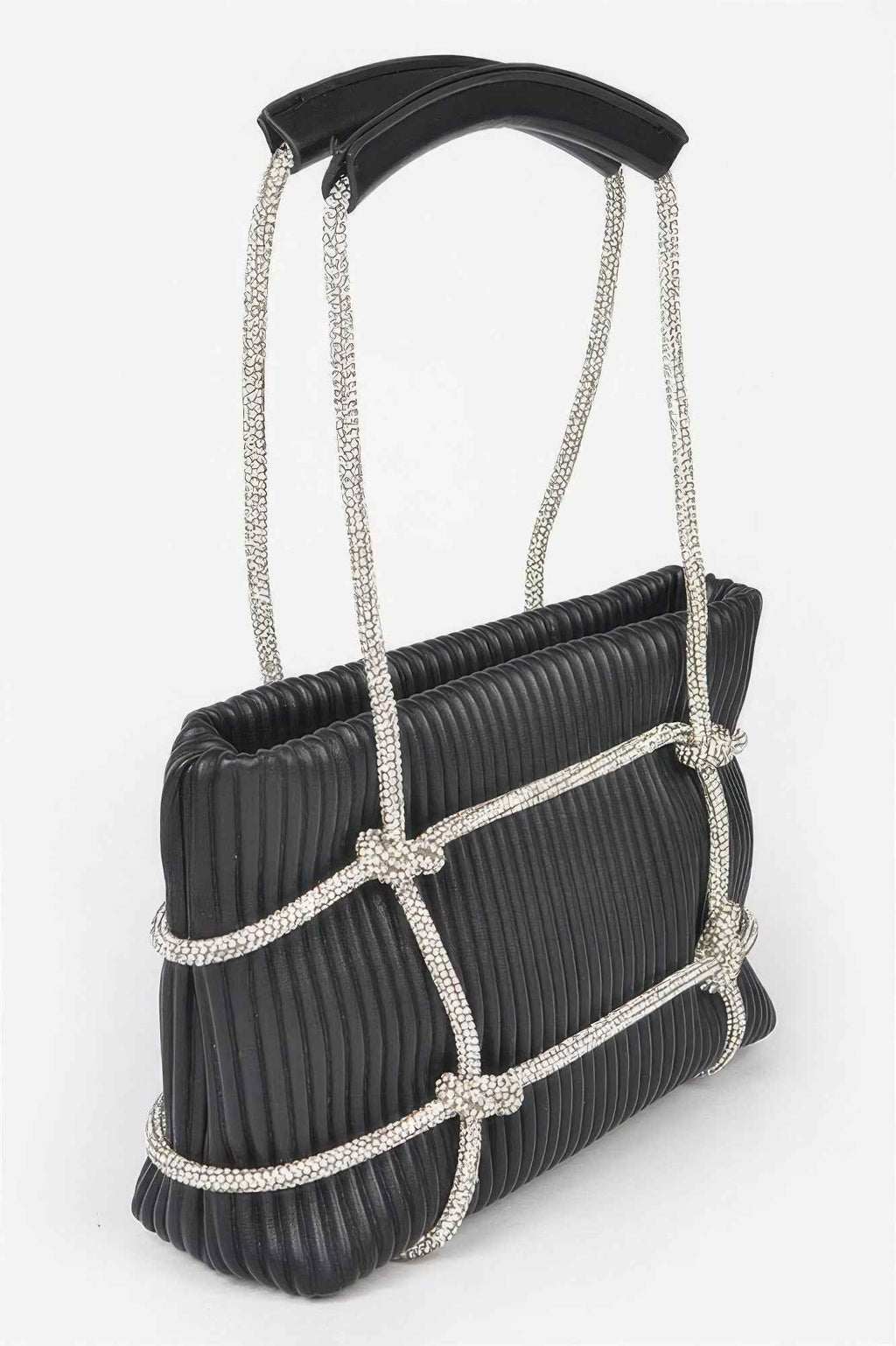 Rhinestone Strap Zip Clutch Bag