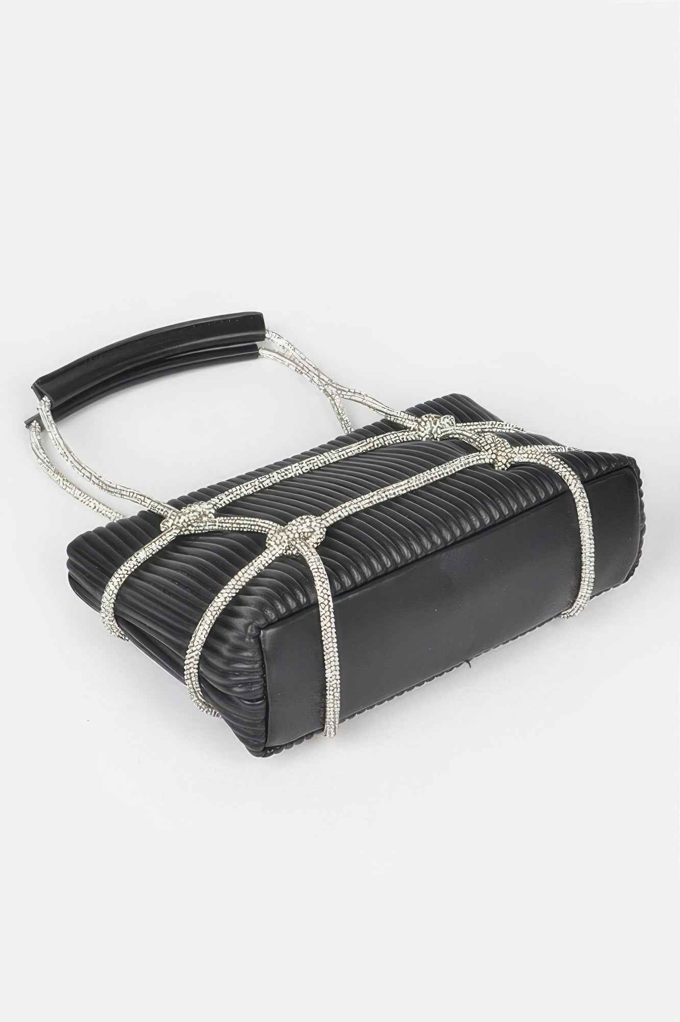 Rhinestone Strap Zip Clutch Bag