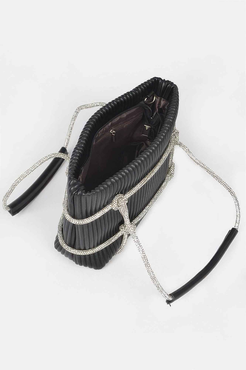 Rhinestone Strap Zip Clutch Bag