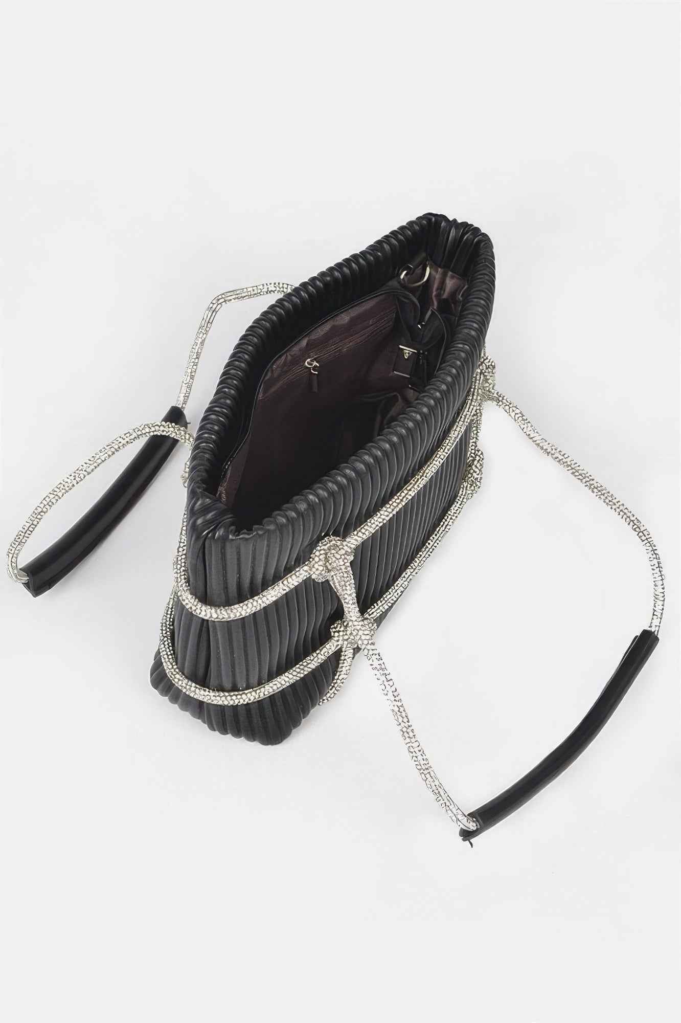 Rhinestone Strap Zip Clutch Bag