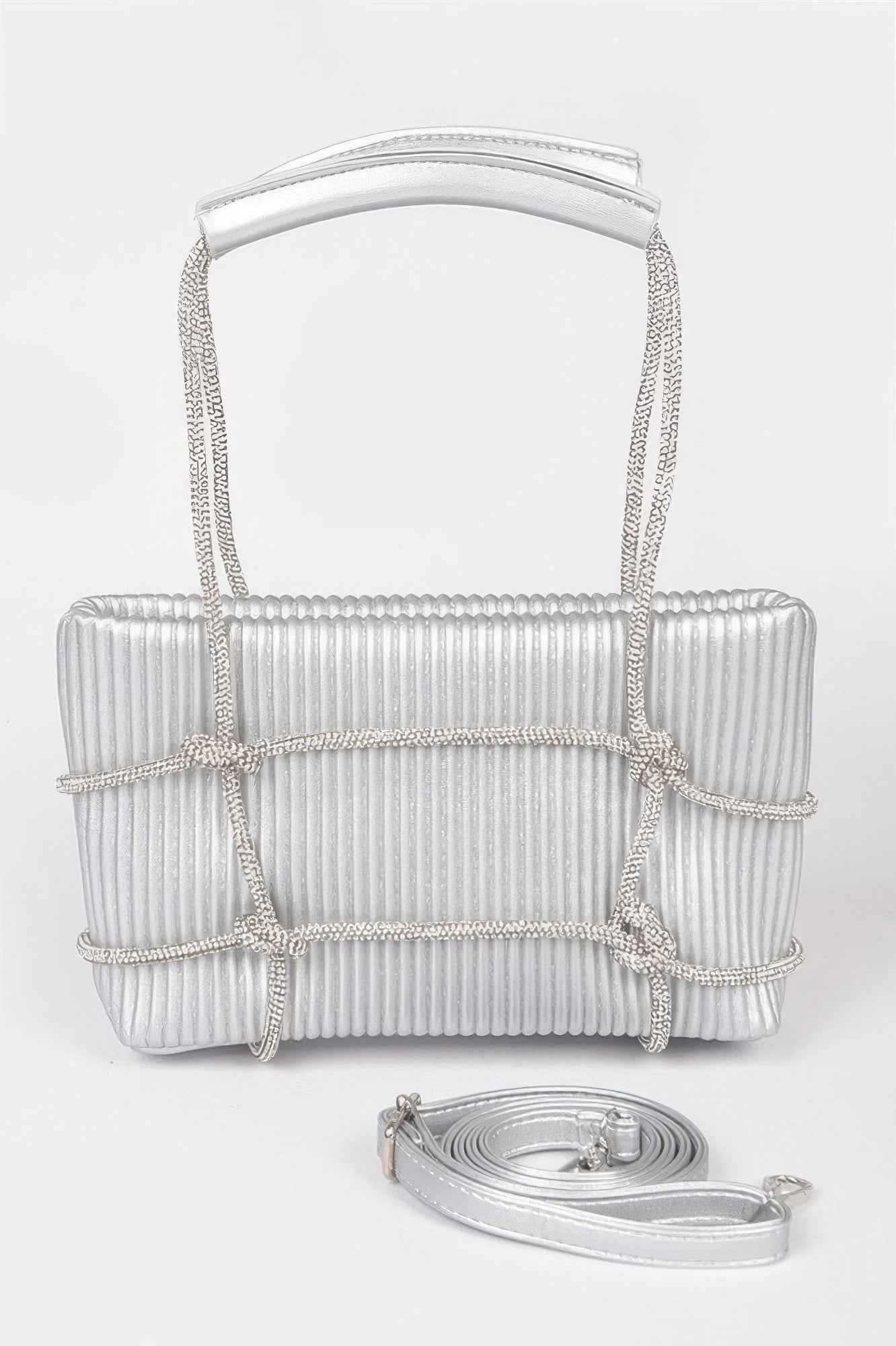 Rhinestone Strap Zip Clutch Bag