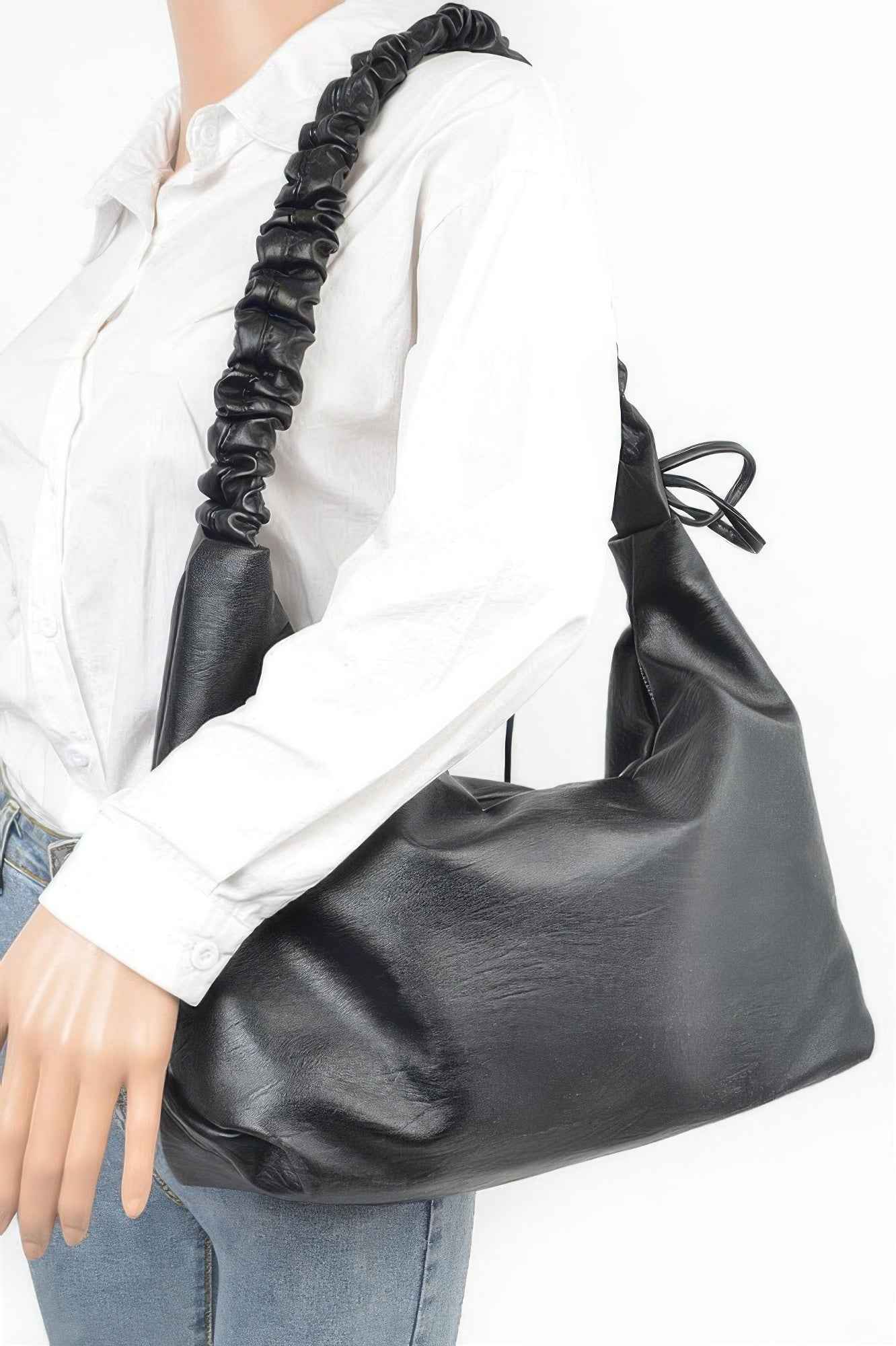 Faux Leather Hobo Bag