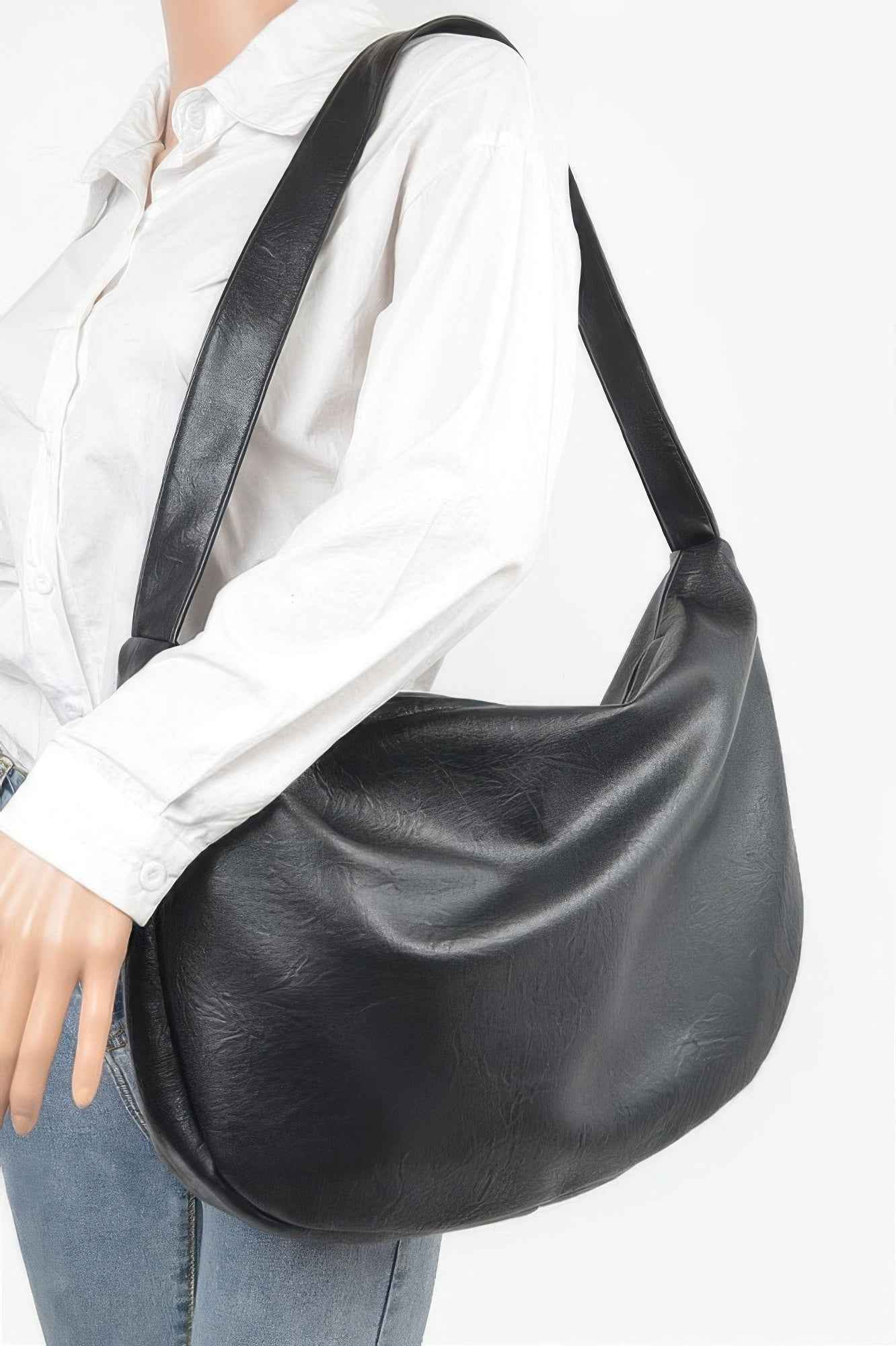 Faux Leather Hobo Bag