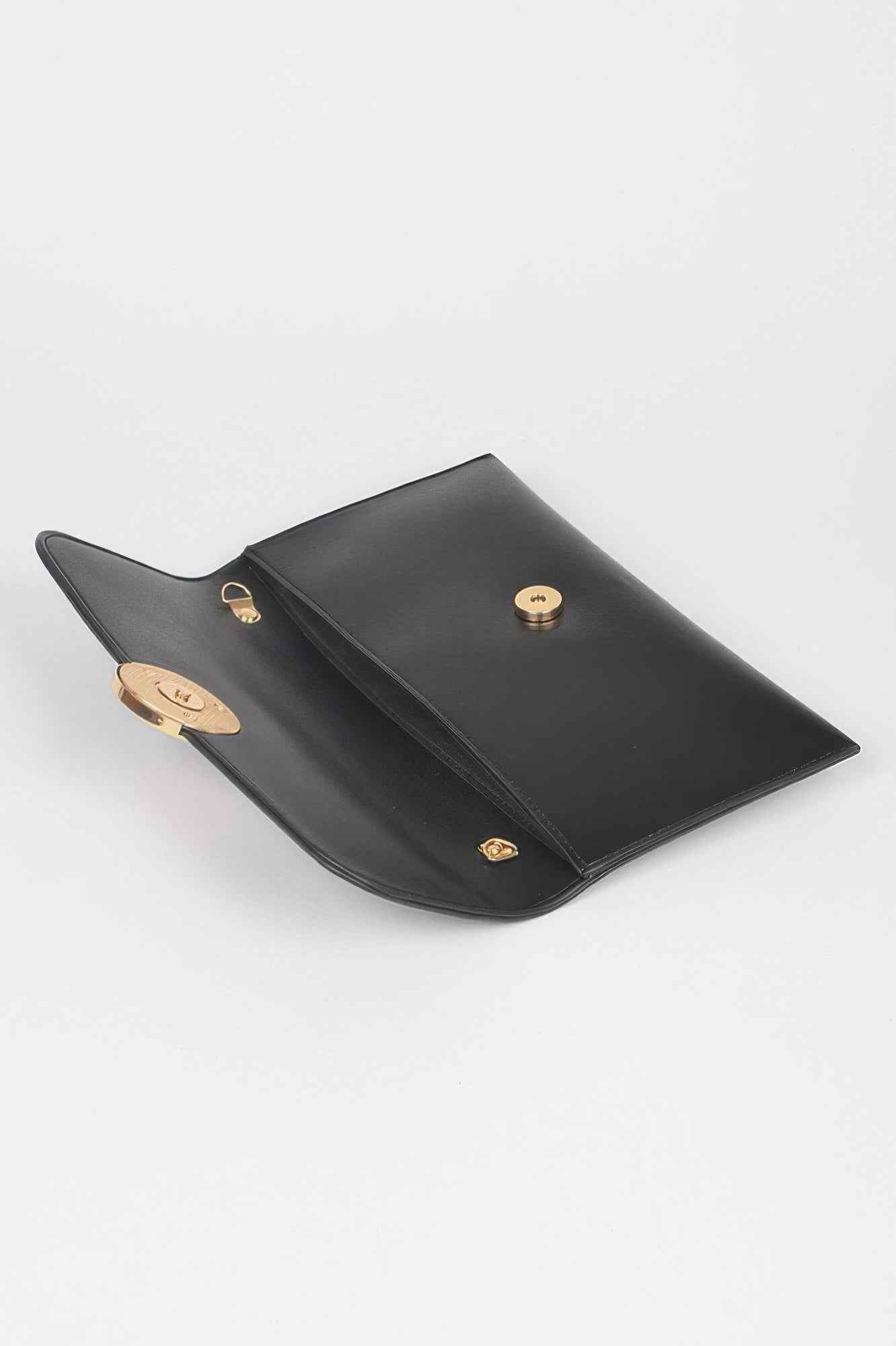 Faux Leather G Buckle Clutch