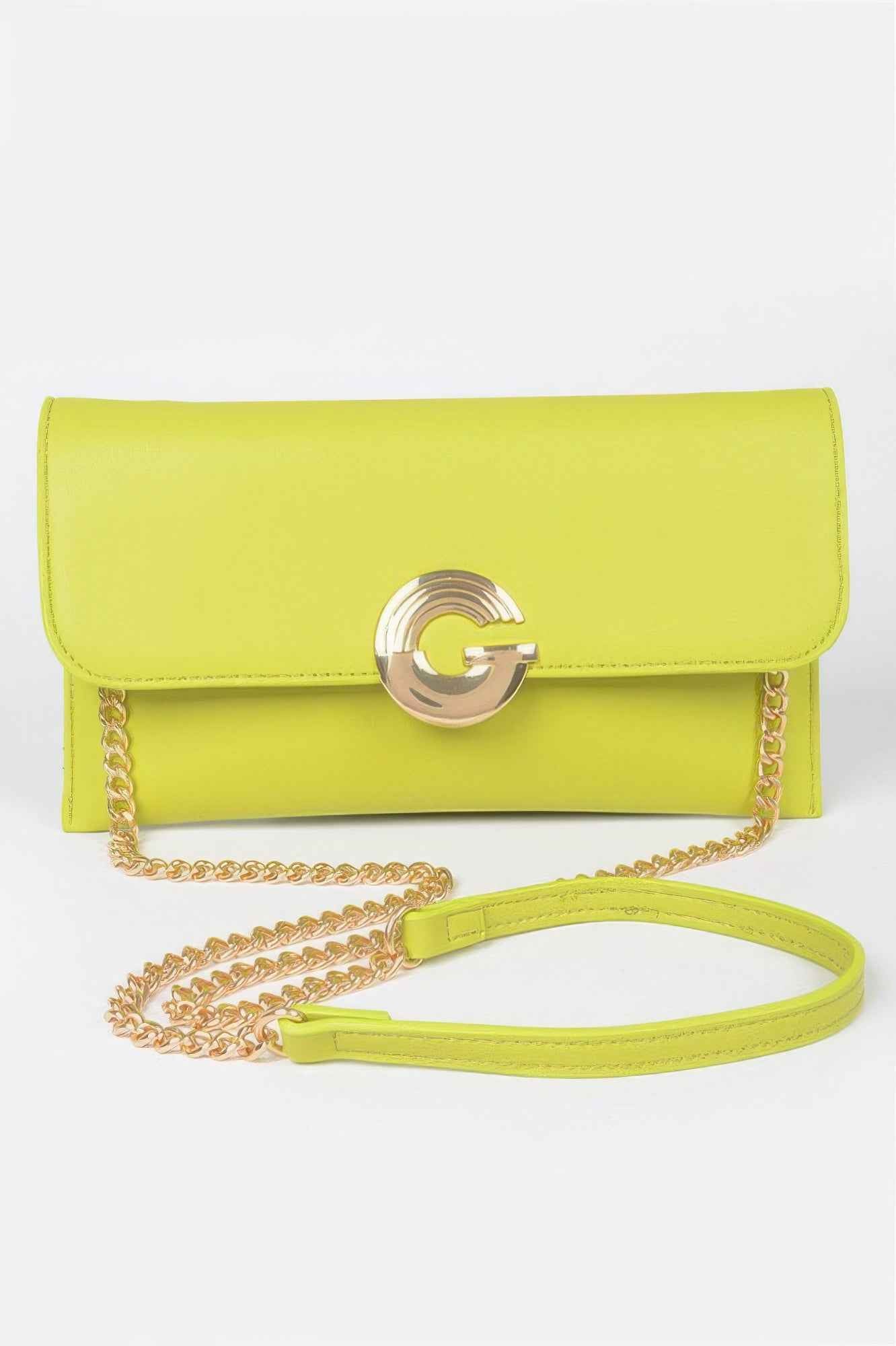 Faux Leather G Buckle Clutch
