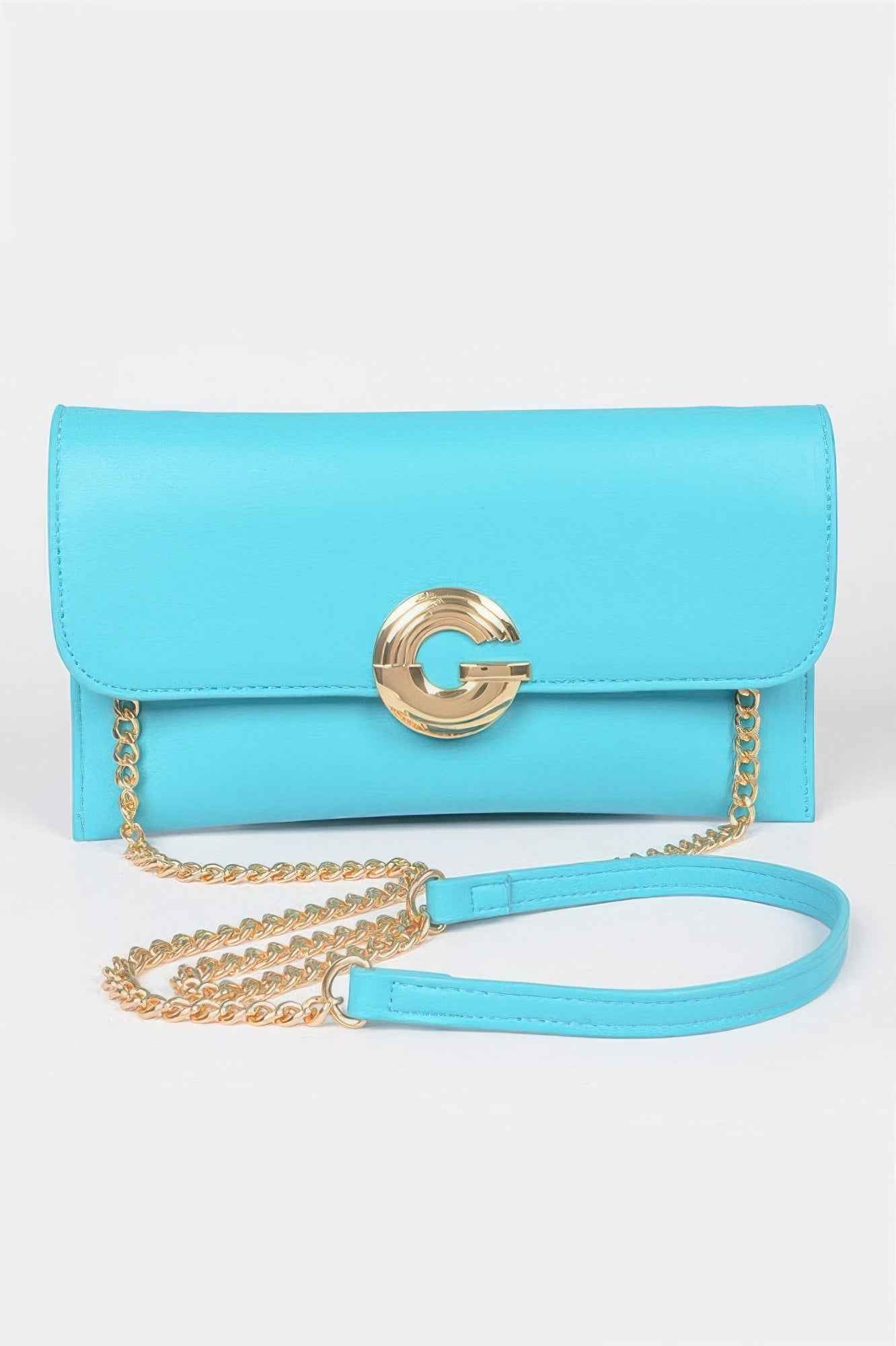 Faux Leather G Buckle Clutch