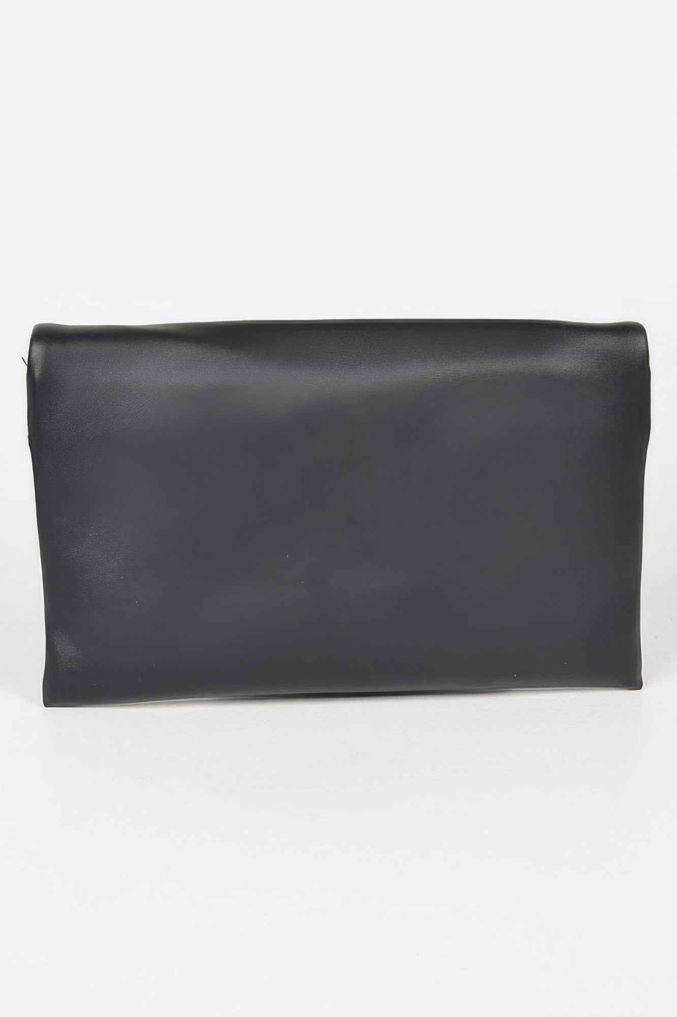 Metallic Faux Leather Metal Buckle Clutch